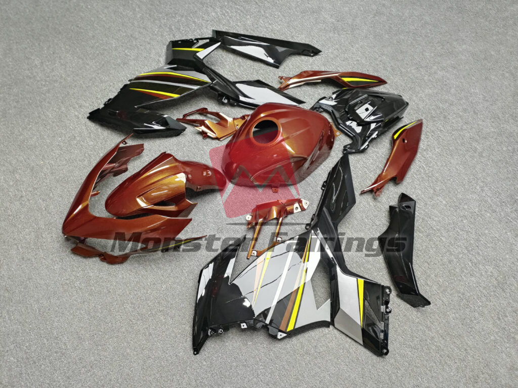 Kawasaki Ninja 400 custom ABS fairings 2018 - 2024 in Gloss Custom Orange Black - durable replacement kit, Monster Fairings
