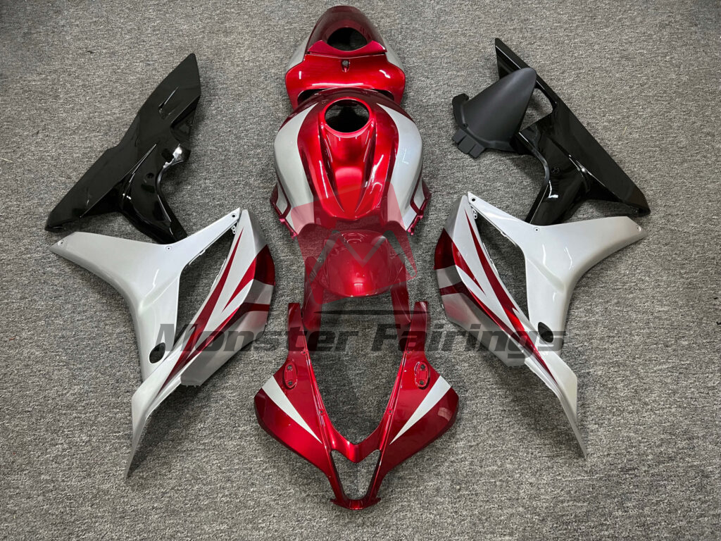 Honda CBR600RR 2007 - 2008 Gloss Candy Red Silver & Black ABS fairings - custom motorcycle bodywork kit by Monster Fairings