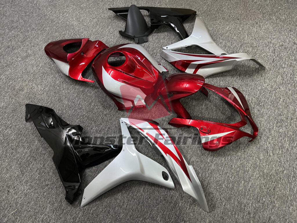 Honda CBR600RR custom ABS fairings 2007 - 2008 in Gloss Candy Red Silver & Black - durable replacement kit, Monster Fairings