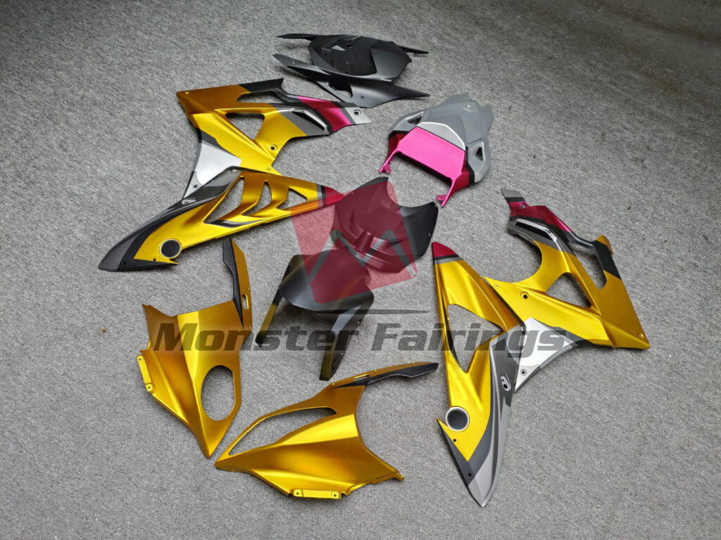 Matte Gold Black & Pink ABS fairings for BMW S1000RR 2009 - 2014 - premium OEM fit kit by Monster Fairings