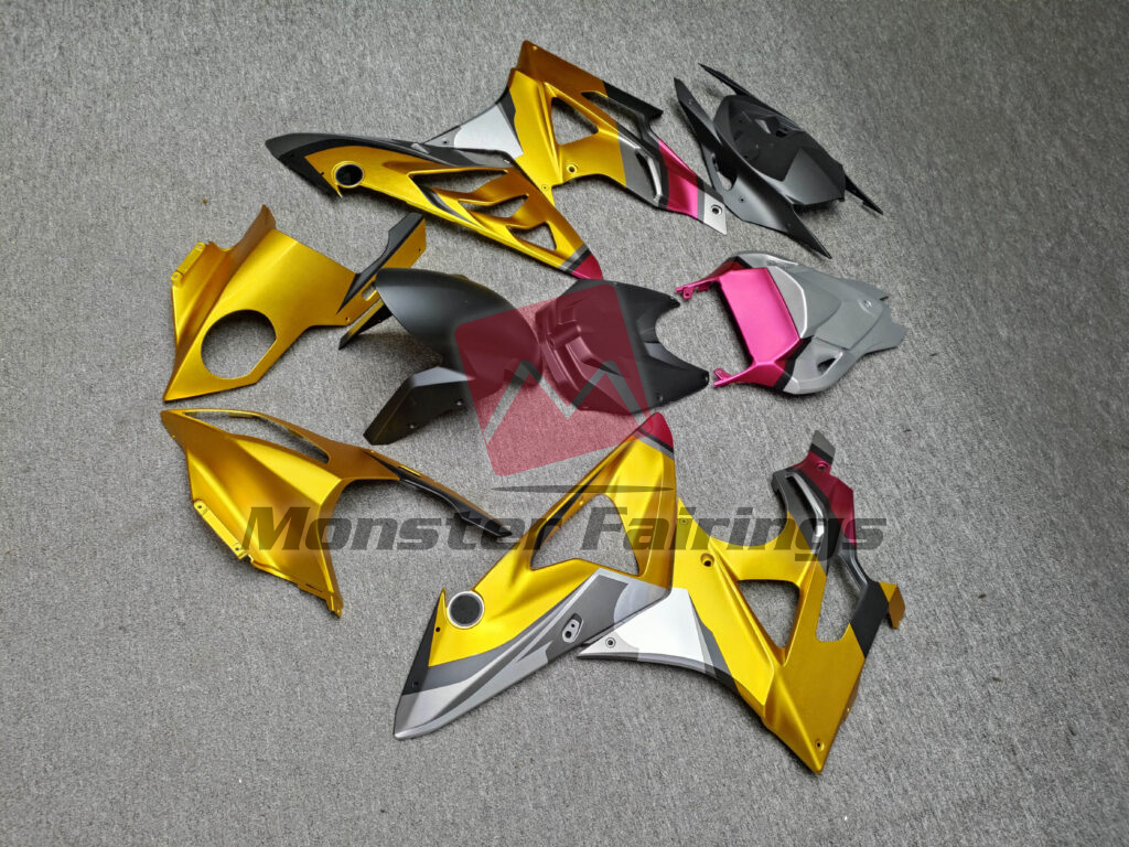 2009 - 2014 BMW S1000RR Matte Gold Black & Pink fairing set - ABS injection, custom painted by Monster Fairings