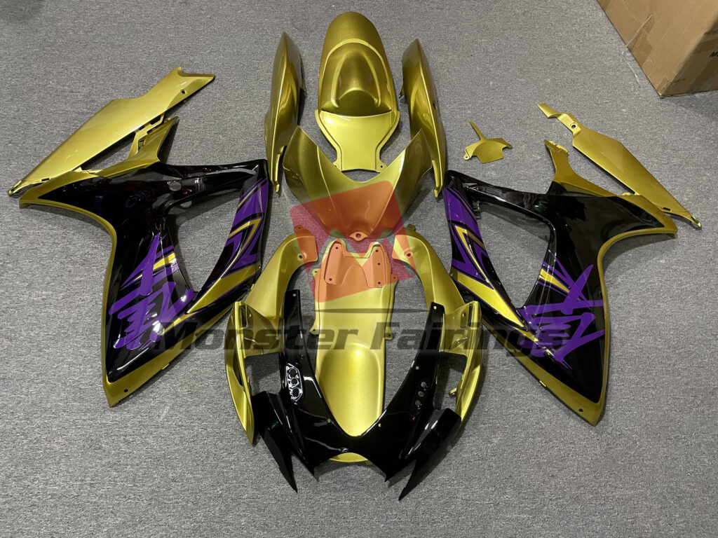 Suzuki GSXR 600 - 750 2006 - 2007 Gloss Yellow with Black ABS fairings - custom motorcycle bodywork kit by Monster Fairings