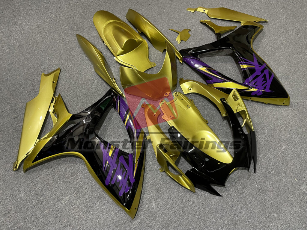 Gloss Yellow with Black ABS fairings for Suzuki GSXR 600 - 750 2006 - 2007 - premium OEM fit kit by Monster Fairings