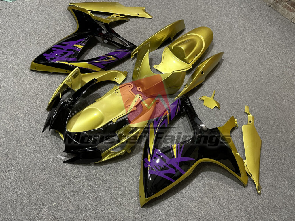 Suzuki GSXR custom ABS fairings 2006 - 2007 in Gloss Yellow with Black - durable replacement kit, Monster Fairings