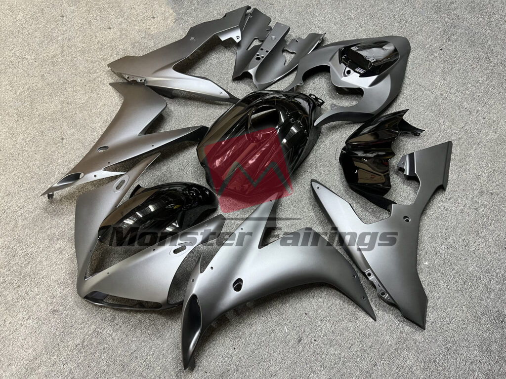 Yamaha R1 custom ABS fairings 2004 - 2006 Matte Grey Gloss Black - durable replacement kit, Monster Fairings