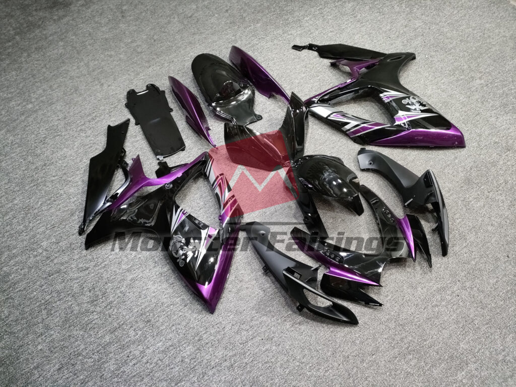 Suzuki GSXR custom ABS fairings 2006 - 2007 in Gloss Purple and Black - durable replacement kit, Monster Fairings