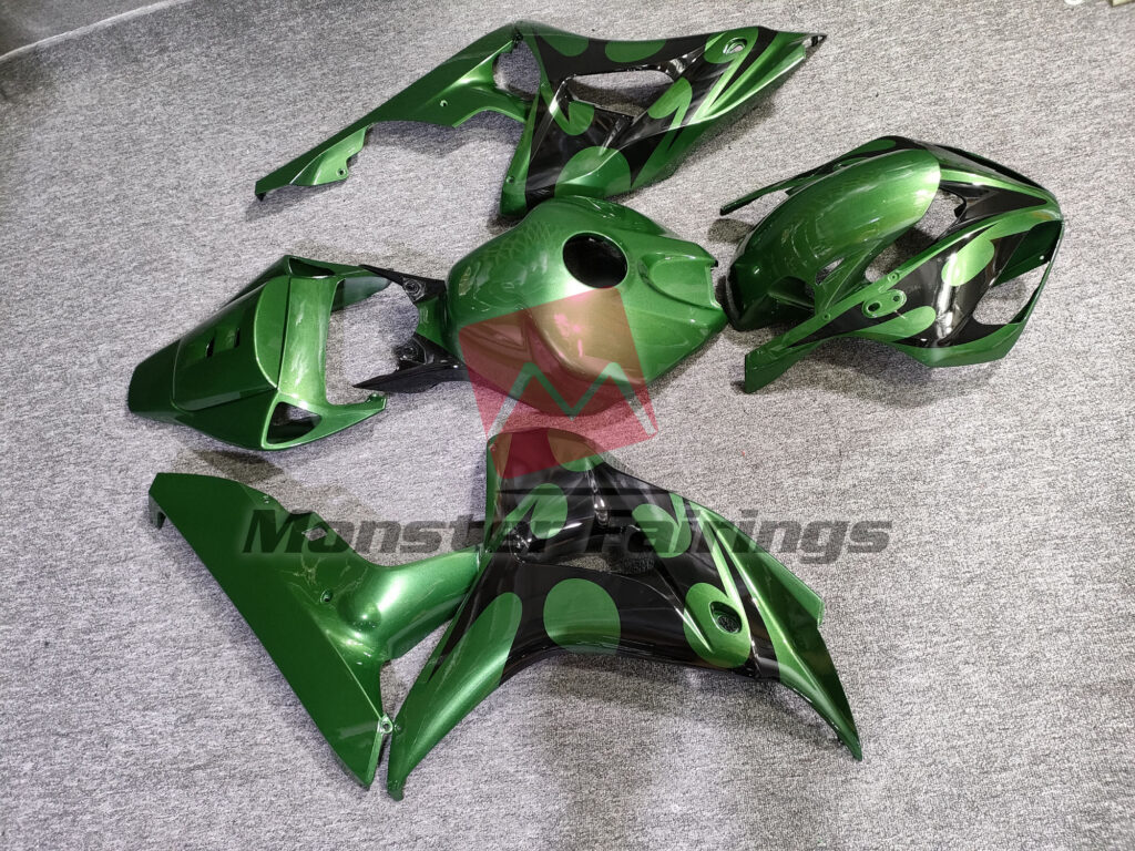 Honda CBR1000RR custom ABS fairings 2006 - 2007 in Gloss Green and Black - durable replacement kit, Monster Fairings