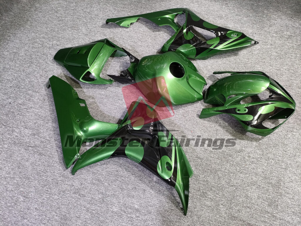 2006 - 2007 Honda CBR1000RR Gloss Green and Black fairing set - ABS injection, custom painted by Monster Fairings