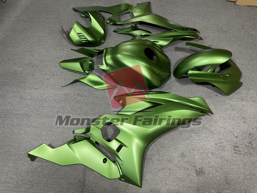 2017 - 2022 Yamaha R6 Matte Green fairing set - ABS injection, custom painted by Monster Fairings