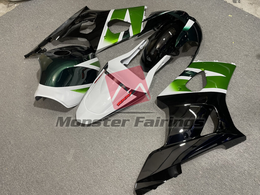 2003 - 2004 Suzuki GSXR 1000 Gloss Green & White fairing set - ABS injection, custom painted by Monster Fairings