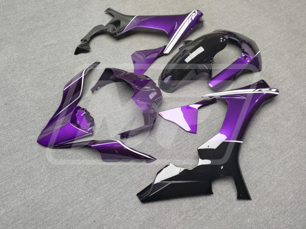 Yamaha R1 custom ABS fairings 2015 - 2019 in Mood Purple and Black - durable replacement kit, Monster Fairings