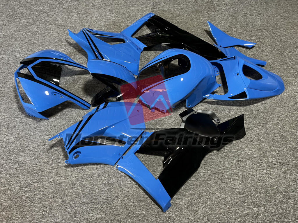 2013 - 2025 Honda CBR600RR Gloss Blue with Black fairing set - ABS injection, custom painted by Monster Fairings
