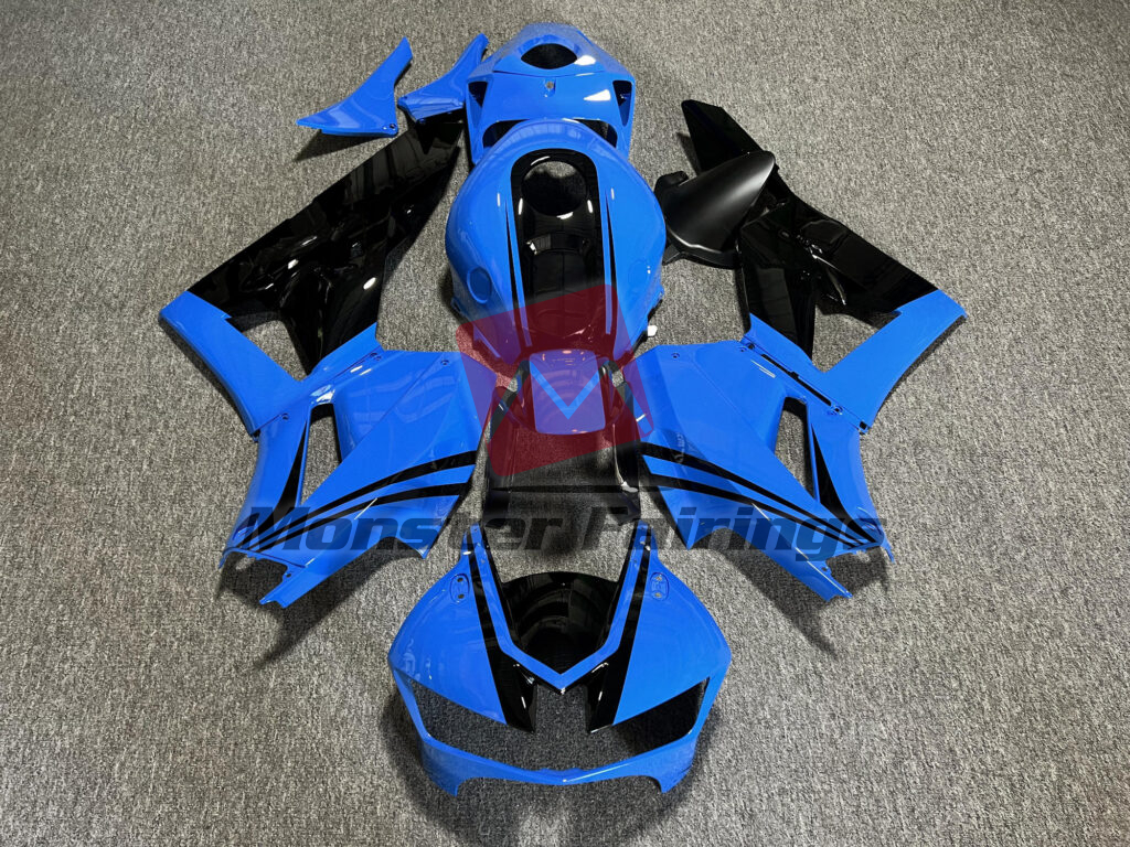Honda CBR600RR 2013 - 2025 Gloss Blue with Black ABS fairings - custom motorcycle bodywork kit by Monster Fairings