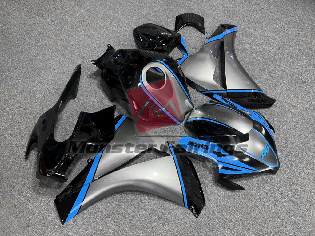 Gloss Gray & and Black Motul with Light Blue ABS fairings for Honda CBR1000RR 2008 - 2011 - premium OEM fit kit by Monster Fairings