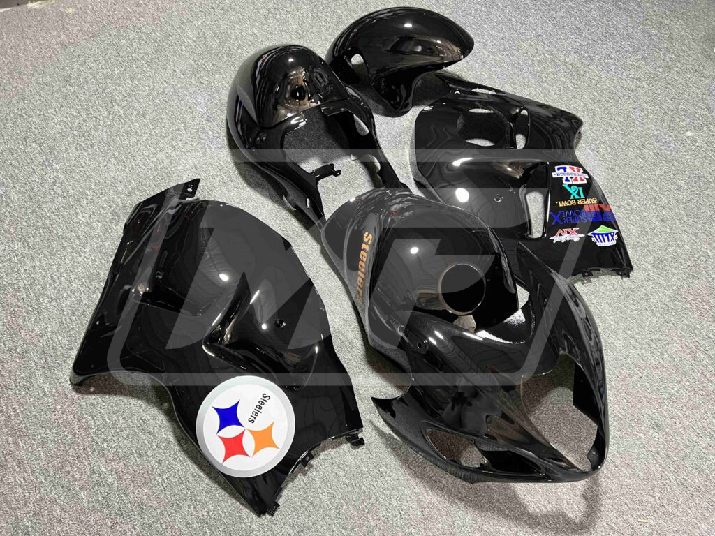 1997 - 2007 Suzuki GSXR 1300 Gloss Black Team Logo fairing set - ABS injection, custom painted by Monster Fairings