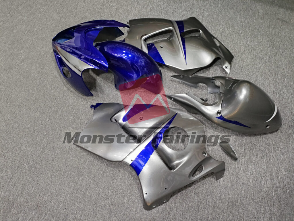 Gloss Silver with Blue ABS fairings for Suzuki GSXR 1300 1997 - 2007 - premium OEM fit kit by Monster Fairings