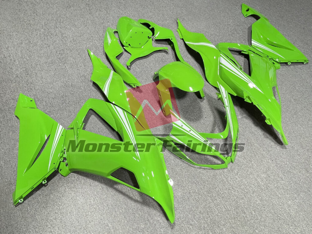 Gloss Green with White ABS fairings for Kawasaki ZX6R 2013 - 2018 - premium OEM fit kit by Monster Fairings