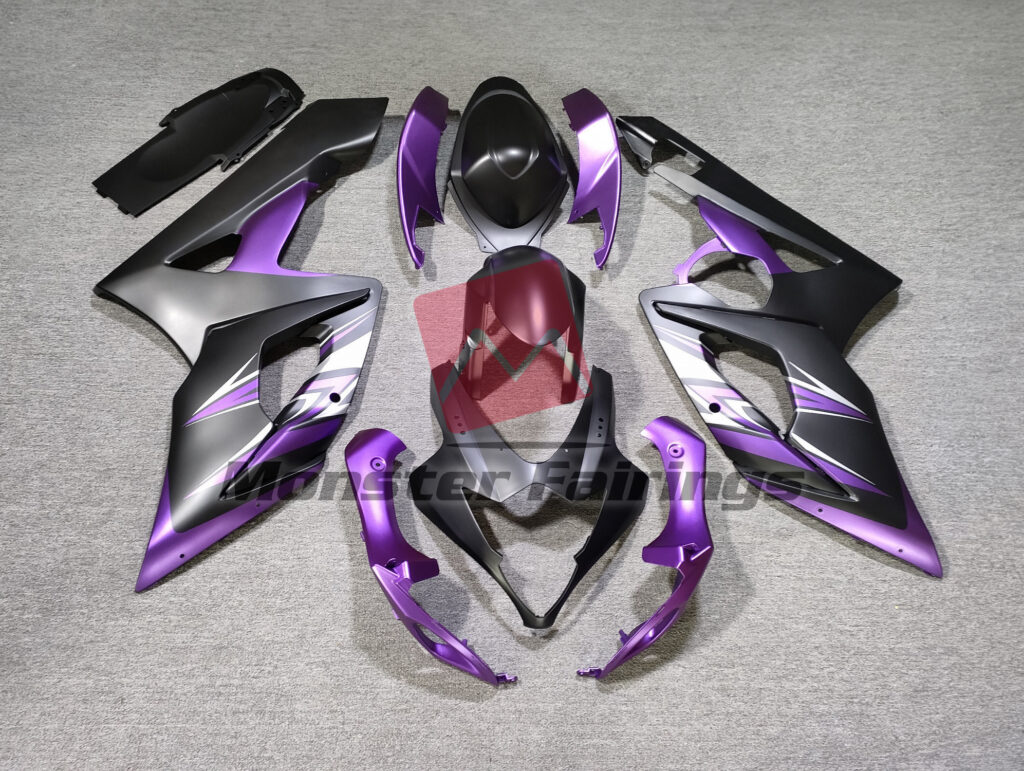 Suzuki GSXR 1000 2005 - 2006 Matte Black & Purple ABS fairings - custom motorcycle bodywork kit by Monster Fairings