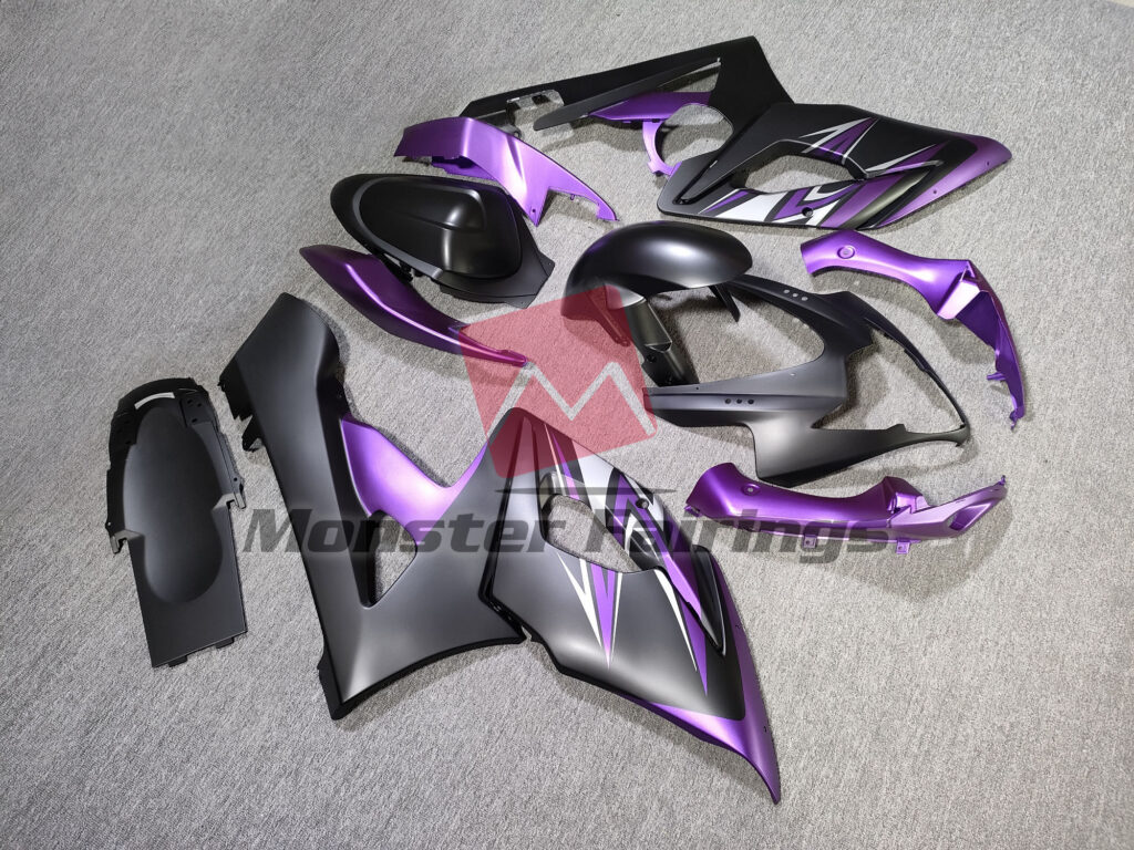 Suzuki GSXR 1000 custom ABS fairings 2005 - 2006 Matte Black & Purple - durable replacement kit, Monster Fairings