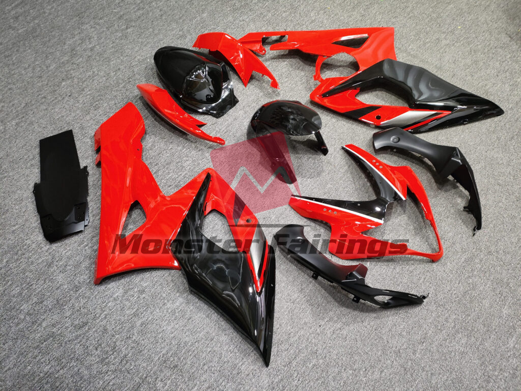 Gloss Red With Black ABS fairings for Suzuki GSXR 1000 2005 - 2006 - premium OEM fit kit by Monster Fairings