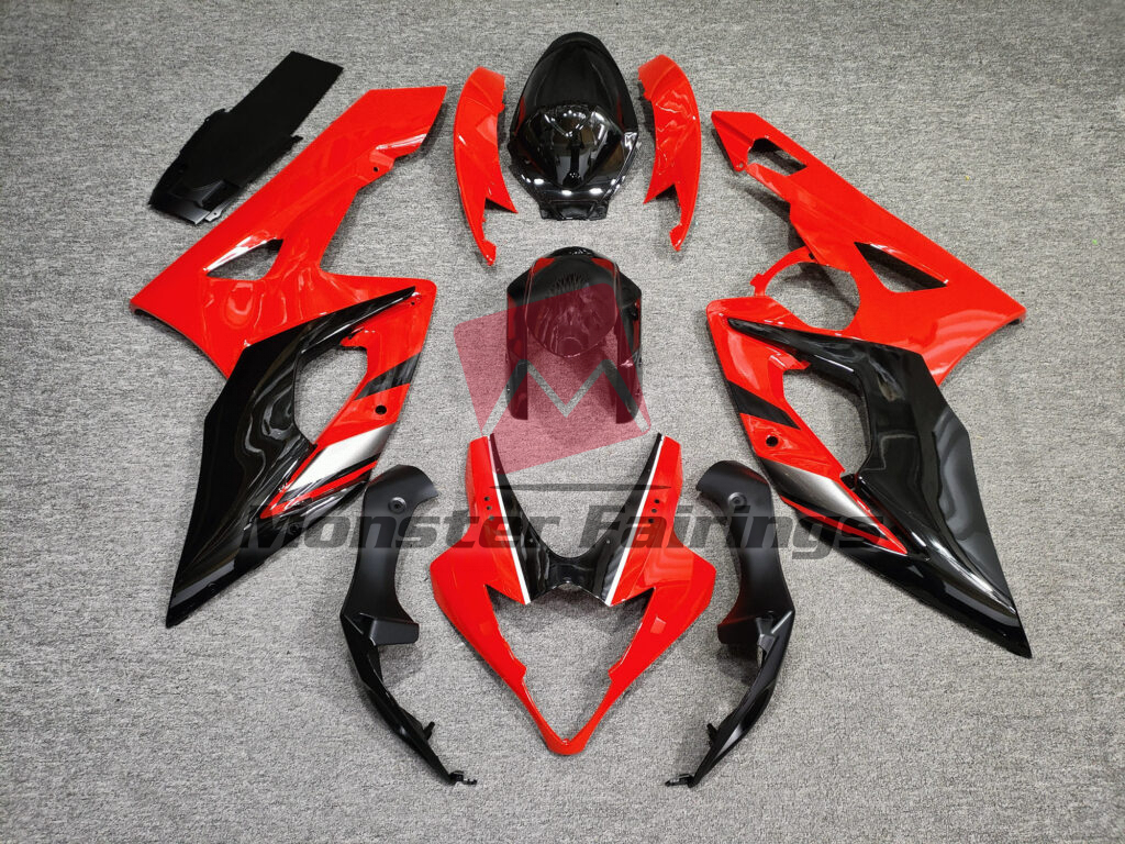 Suzuki GSXR 1000 2005 - 2006 Gloss Red With Black ABS fairings - custom motorcycle bodywork kit by Monster Fairings