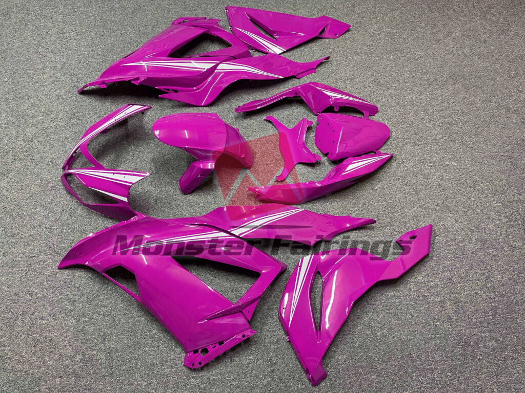 Gloss Pink with White ABS fairings for Kawasaki ZX6R 2013 - 2018 - premium OEM fit kit by Monster Fairings