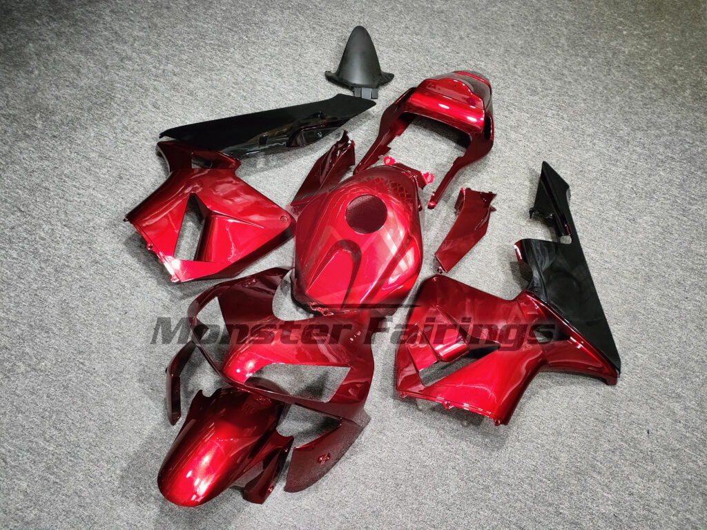 Honda CBR600RR custom ABS fairings 2003 - 2004 in Gloss Candy Red Black - durable replacement kit, Monster Fairings