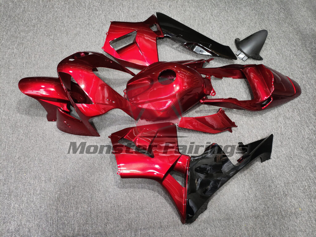 2003 - 2004 Honda CBR600RR Gloss Candy Red Black fairing set - ABS injection, custom painted by Monster Fairings
