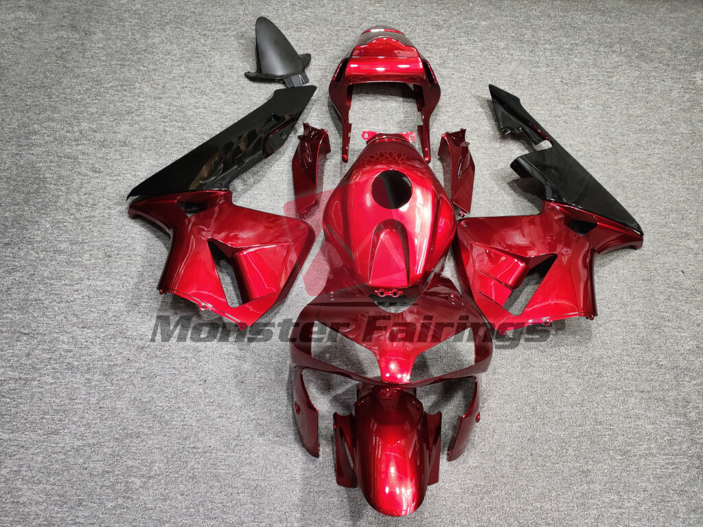 Honda CBR600RR 2003 - 2004 Gloss Candy Red Black ABS fairings - custom motorcycle bodywork kit by Monster Fairings
