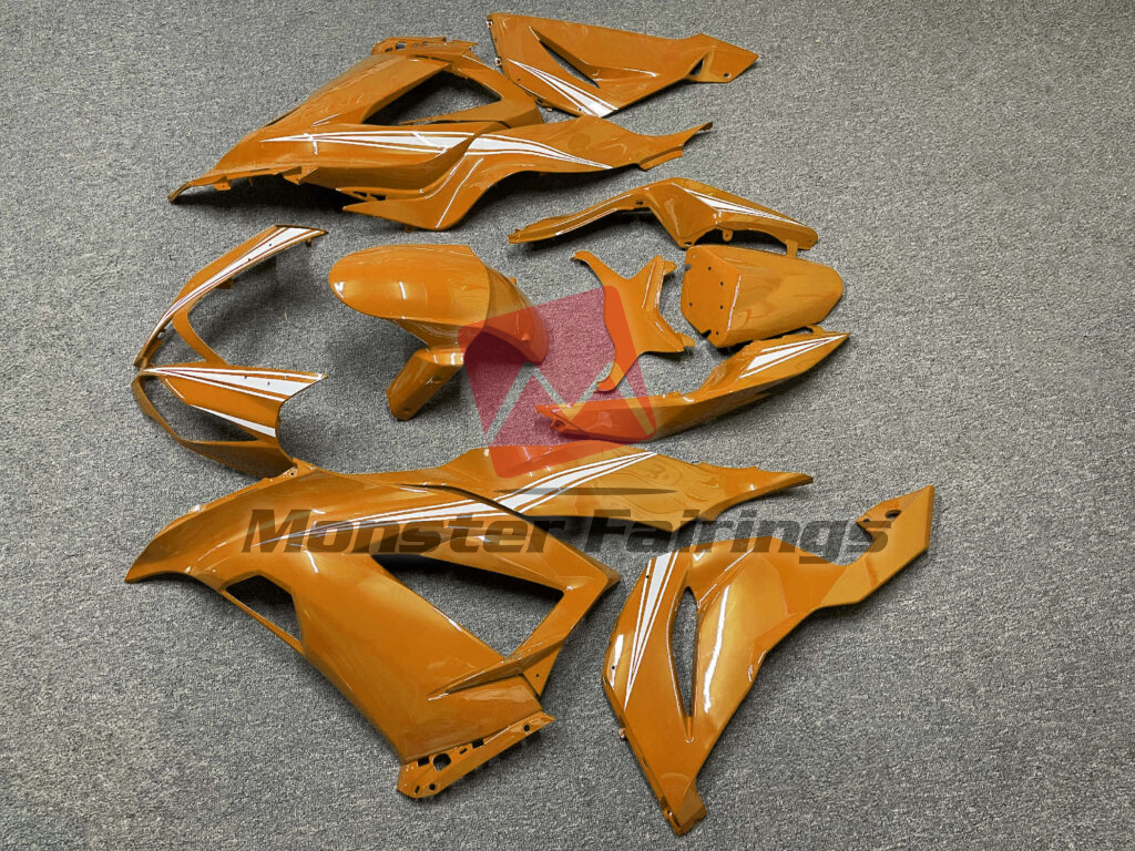 Gloss Orange with White ABS fairings for Kawasaki ZX6R 2013 - 2018 - premium OEM fit kit by Monster Fairings