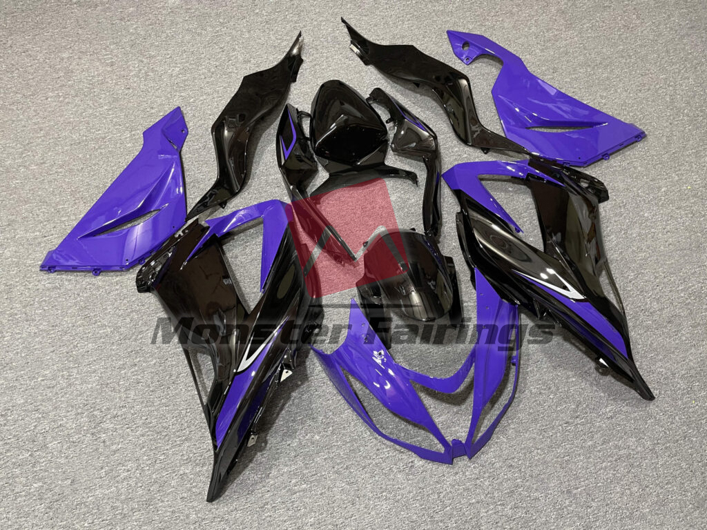 Gloss Black & Purple with Silver ABS fairings for Kawasaki ZX6R 2013 - 2018 - premium OEM fit kit by Monster Fairings