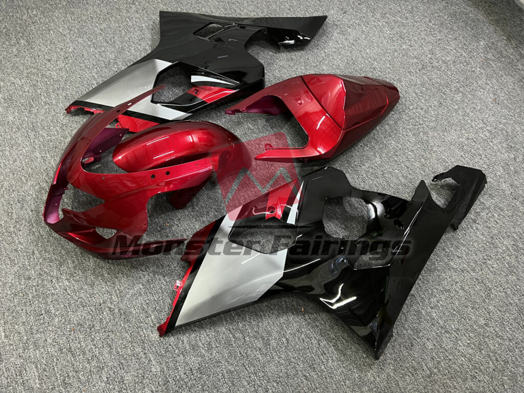 Gloss Red, Silver & Black ABS fairings for Suzuki GSXR 600 - 750 2004 - 2005 - premium OEM fit kit by Monster Fairings
