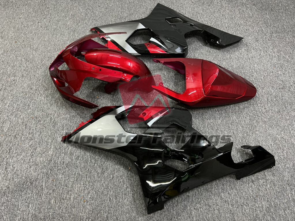 Suzuki GSXR custom ABS fairings 2004 - 2005 in Gloss Red, Silver & Black - durable replacement kit, Monster Fairings