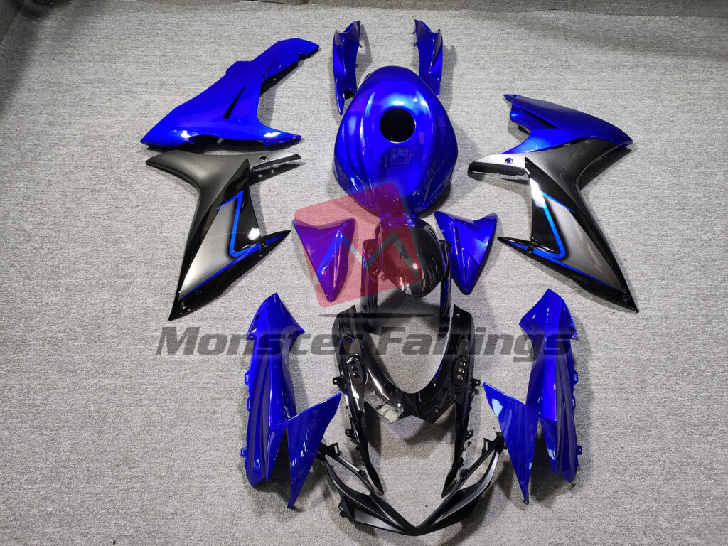 Suzuki GSXR 600 - 750 2011 - 2025 Blue Black and Gray ABS fairings - custom motorcycle bodywork kit by Monster Fairings