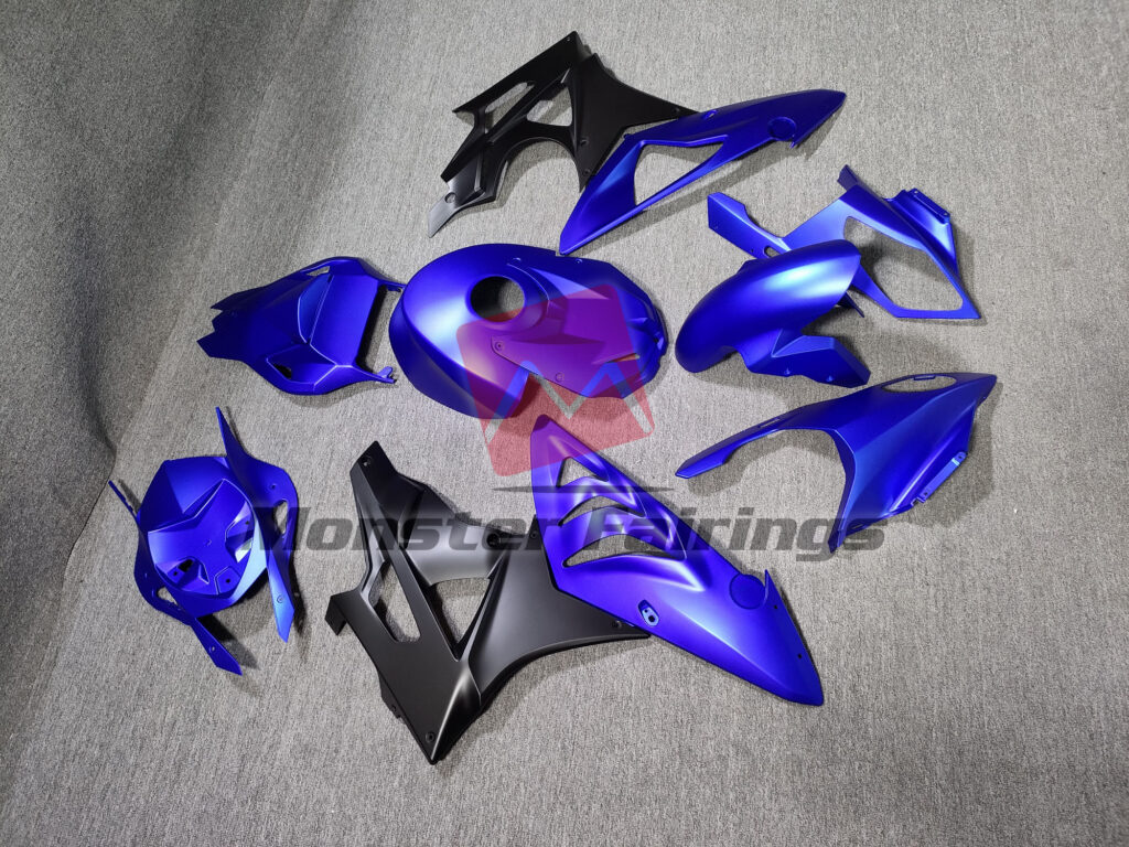 2009 - 2014 BMW S1000RR Matte Blue & Black fairing set - ABS injection, custom painted by Monster Fairings