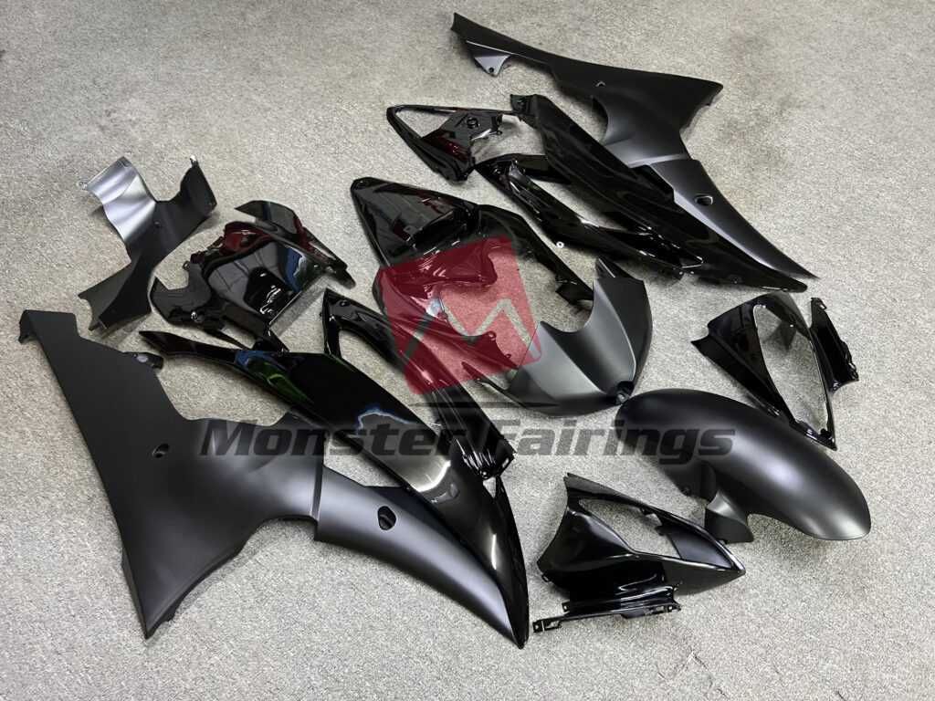 Yamaha R6 custom ABS fairings 2008 - 2016 Matte and Gloss Black - durable replacement kit, Monster Fairings