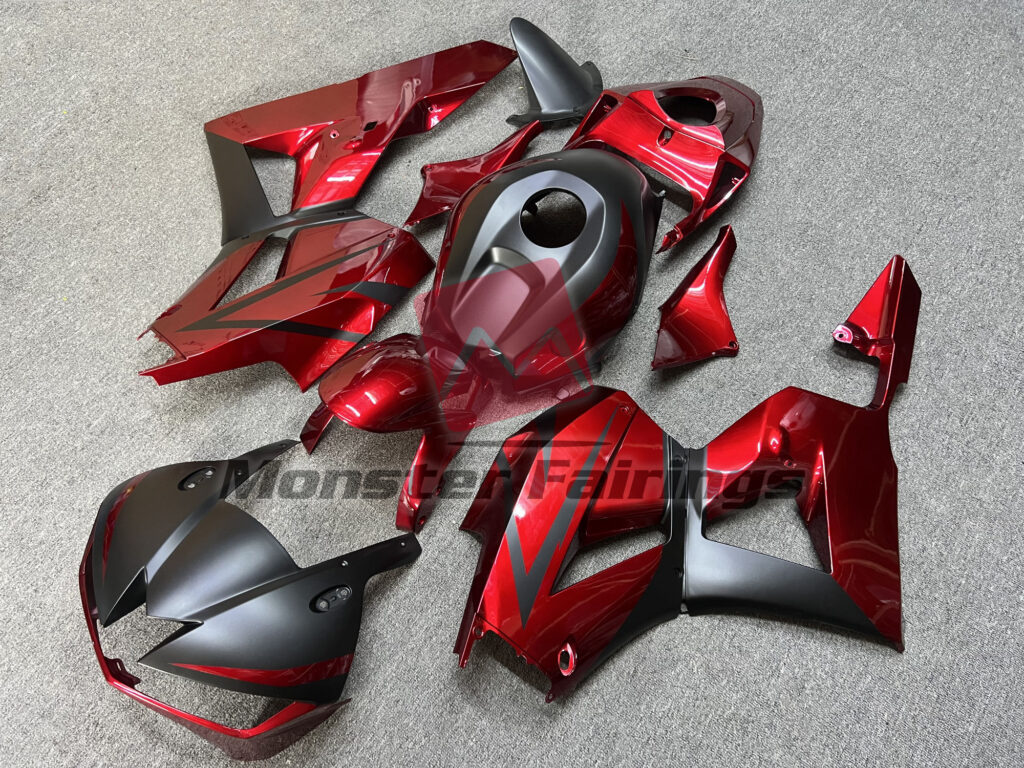 Honda CBR600RR custom ABS fairings 2013 - 2025 in Deep Red and Matte Black - durable replacement kit, Monster Fairings