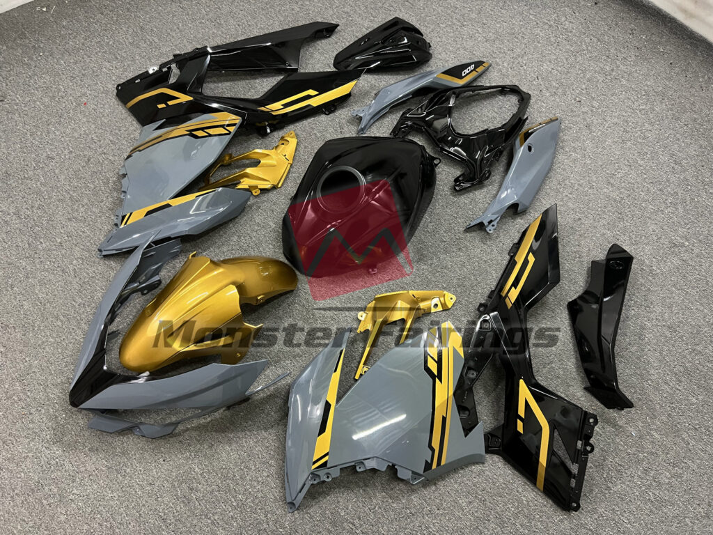 Kawasaki Ninja 400 custom ABS fairings 2018 - 2024 in Nardo Gray Gold - durable replacement kit, Monster Fairings