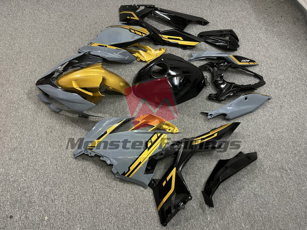 2018 - 2024 Kawasaki Ninja 400 Nardo Gray Gold fairing set - ABS injection, custom painted by Monster Fairings