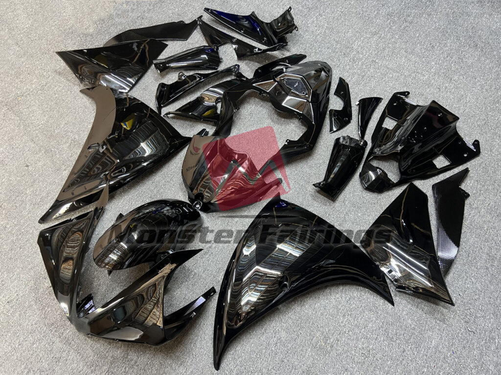 Yamaha R1 custom ABS fairings 2009 - 2011 Plain Gloss Black - durable replacement kit, Monster Fairings