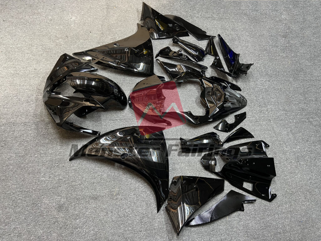 2009 - 2011 Yamaha R1 Plain Gloss Black fairing set - ABS injection, custom painted by Monster Fairings