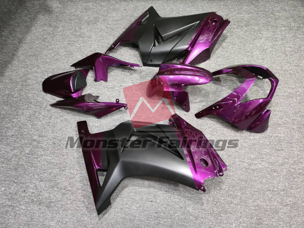 2008 - 2013 Kawasaki Ninja 250 Gloss Purple & and Matte Black fairing set - ABS injection, custom painted by Monster Fairings