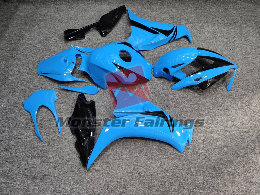 2012 - 2016 Honda CBR1000RR Gloss Light Blue with Black fairing set - ABS injection, custom painted by Monster Fairings