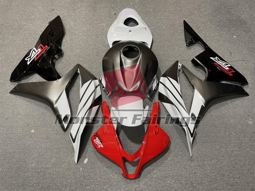 Honda CBR600RR 2007 - 2008 Red White Gray ABS fairings - custom motorcycle bodywork kit by Monster Fairings