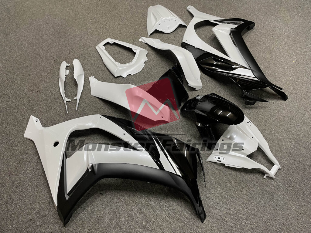 Pearl White with Black ABS fairings for Kawasaki ZX10R 2011 - 2015 - premium OEM fit kit by Monster Fairings