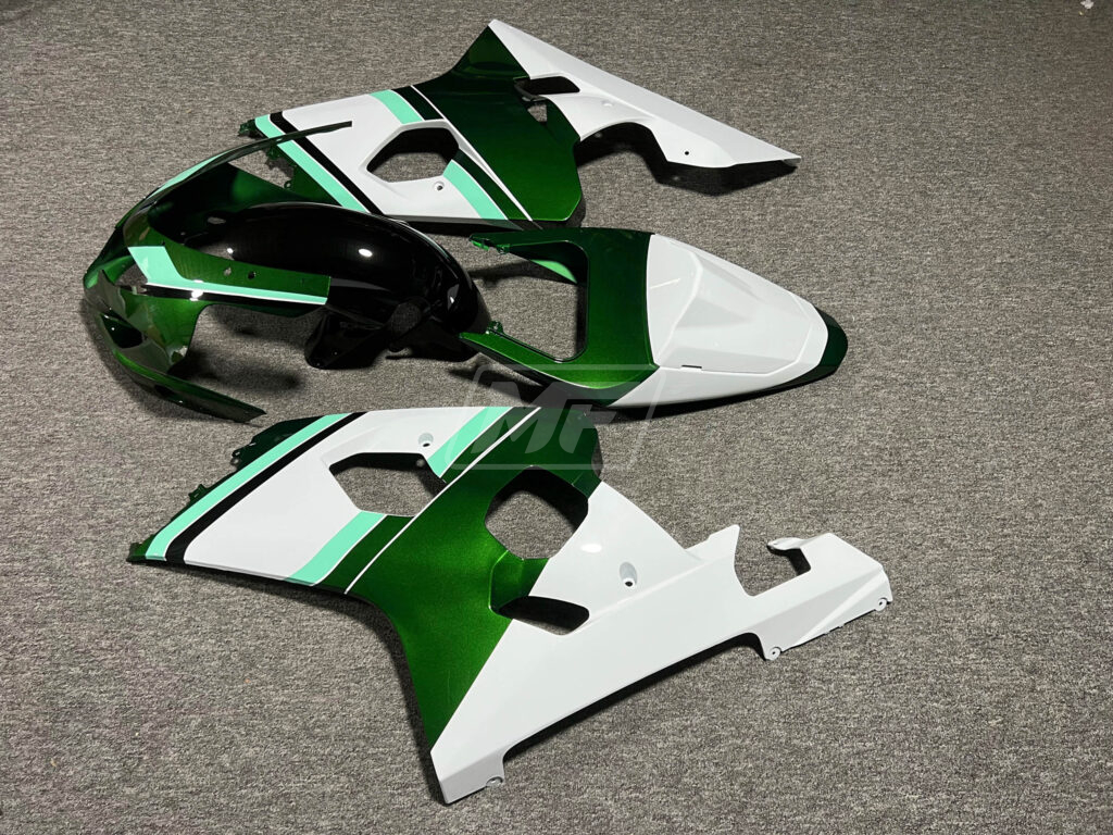 Suzuki GSXR custom ABS fairings 2004 - 2005 in Gloss Green & White with Black - durable replacement kit, Monster Fairings