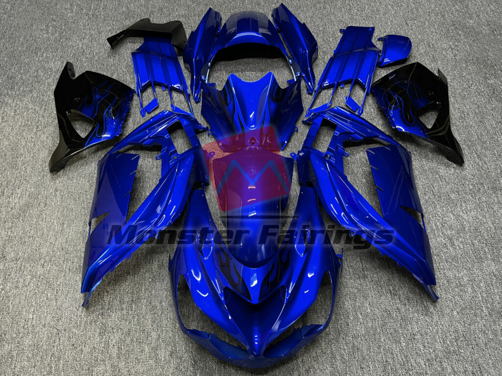 Kawasaki ZX14R 2012 - 2024 Gloss Ocean Blue ABS fairings - custom motorcycle bodywork kit by Monster Fairings