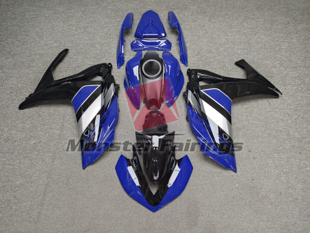 Yamaha R3 2014 - 2018 Gloss Blue & Black Silver ABS fairings - custom motorcycle bodywork kit by Monster Fairings