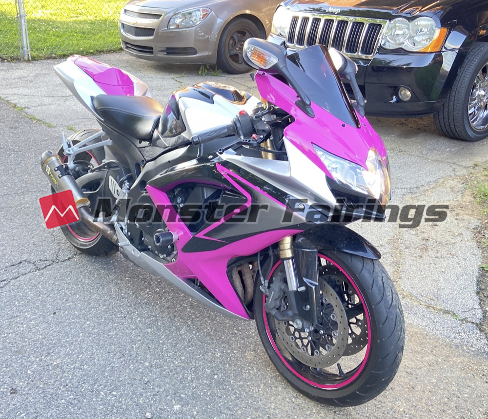 Monster Fairings ABS fairing kit for Suzuki GSXR 600 - 750 2008 - 2010 - Pink and Silver, precise OEM fit