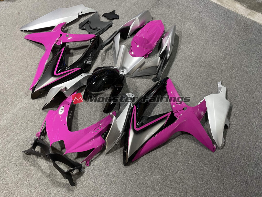 Pink and Silver ABS fairings for Suzuki GSXR 600 - 750 2008 - 2010 - premium OEM fit kit by Monster Fairings